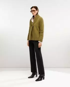 Женский короткий меховой кардиган El Corte Ingls, зеленый