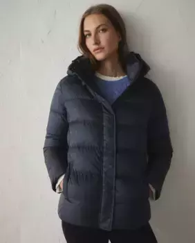 Женский короткий пуховик с капюшоном Lloyd's, темно-синий