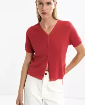 Женский короткий рукав кардиган из трикотажа Parfois, красный