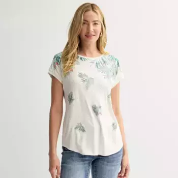 Женский короткий рукав с декором Apt. 9, цвет heather ivory