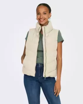 Женский короткий стеганый жилет с высоким воротником Jdy, темно-зеленый