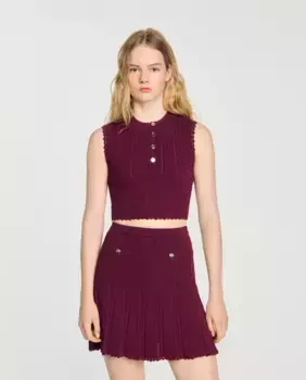 Женский короткий свитер без рукавов Sandro, красный