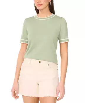 Женский короткий свитер с полосатыми манжетами Vince Camuto, зеленый