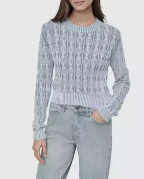 Женский короткий свитер с закругленным подолом и длинными рукавами Dkny Jeans, голубой