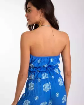 Женский короткий топ без бретелек The-Are, синий