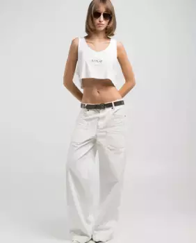 Женский короткий топ без рукавов Replay, белый