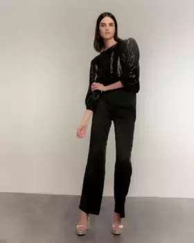 Женский короткий топ с пайетками и драпированным вырезом сзади Dolores Promesas, черный