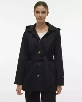 Женский короткий тренч с капюшоном Vero Moda, черный