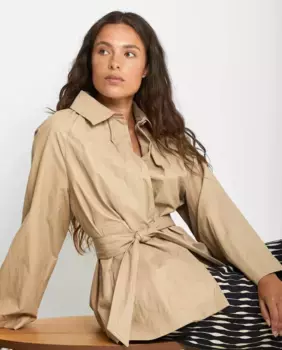 Женский короткий тренч с широкими рукавами Trucco, бежевый