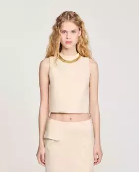 Женский короткий трикотажный топ с ожерельем Sandro, белый