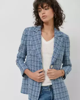 Женский короткий твидовый жакет Roberto Verino, тёмно-синий