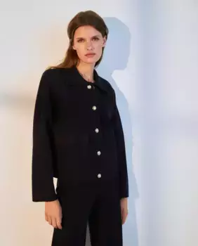 Женский короткий вязаный кардиган со шлевками для ремня Woman El Corte Ingls, темно-синий