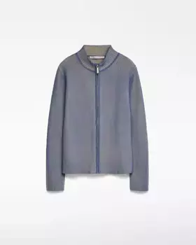 Женский короткий жакет двухцветного трикотажа Adolfo Dominguez, синий