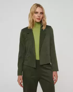 Женский короткий жаккардовый вязаный жакет Paz Torras, цвет Kaki