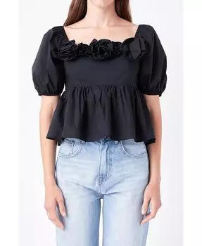 Женский корсажный топ из поплина English Factory, черный