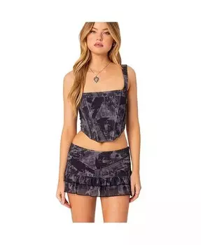 Женский корсетный топ с принтом «Ночная жизнь» Edikted, серый