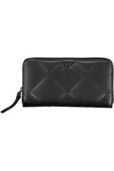 Женский кошелек Calvin Klein фактурный на молнии с логотипом бренда, черный