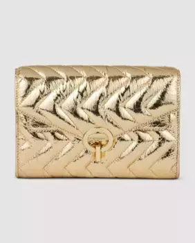 Женский кошелек через плечо из потрескавшейся кожи Sandro, золотой