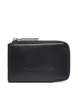 Женский кошелек Embossed Logo Zip Cardholder K60K613157 Calvin Klein, черный