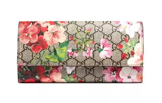 Женский кошелек GG Blooms Canvas с кожаным чехлом, цвет эбеновое дерево/многоцветный GUCCI