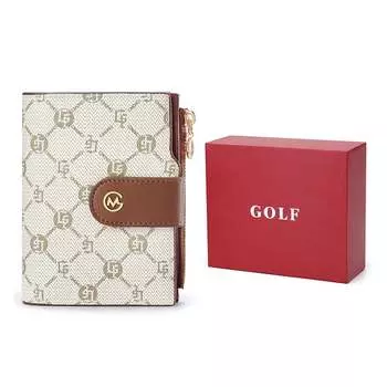 Женский кошелек GOLF, Кремово-белый со светло-зеленым