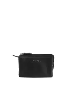 Женский кошелек из черной кожи наппа Stamp, чёрный