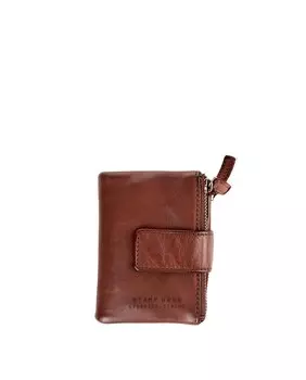 Женский кошелек из коричневой стираной кожи Stamp, темно коричневый