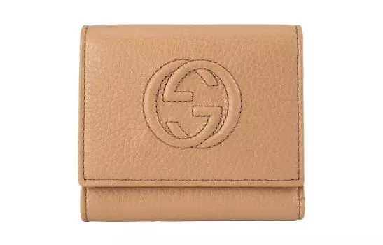 Женский кошелек из коровьей кожи Litchi Grain, абрикосовый GUCCI