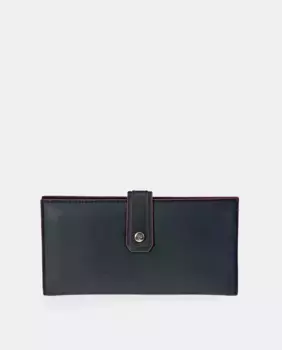 Женский кошелек из кожи черного цвета Pierre Cardin