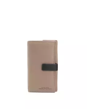 Женский кошелек из кожи наппа серо-коричневого цвета Stamp, цвет Topo