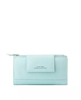 Женский кошелек из кожи наппа синего цвета Stamp, светло-синий