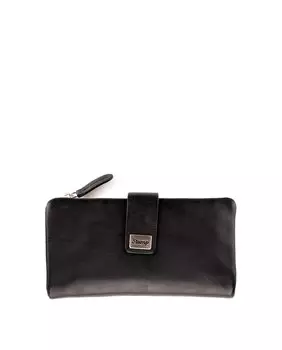Женский кошелек из мягкой черной кожи Stamp, черный