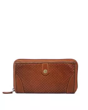 Женский кошелек из мытой кожи цвета кожи Stamp, светло-коричневый