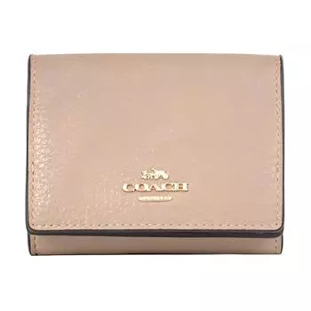 Женский кошелек из натуральной кожи Litchi Grain Gray с бриллиантами COACH