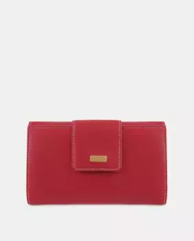 Женский кошелек из яловой кожи черного цвета El Potro, красный