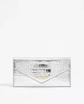 Женский кошелек континентального типа с гравировкой под кожу крокодила Bimba y Lola, серебрянный