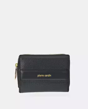 Женский кошелек-кошелек из кожи черного цвета Pierre Cardin