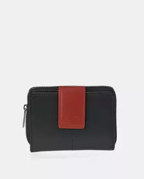 Женский кошелек-кошелек на молнии DAVILETTo из кожи черного и красного цветов