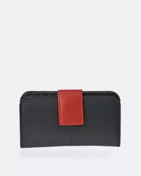 Женский кошелек-кошелек на молнии DAVILETTo из кожи черного и красного цветов