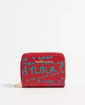 Женский кошелек на клапане с гравировкой под кожу крокодила Bimba y Lola, красный