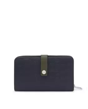 Женский кошелек с двумя отделениями Один из них застегивается на кнопку, а другой на молнию Tous, темно-синий