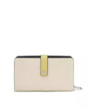 Женский кошелек с двумя отделениями Один из них застегивается на кнопку, а другой на молнию Tous, бежевый