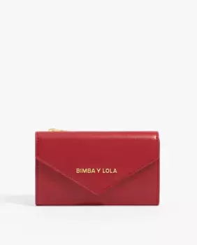 Женский кошелек с отделением для карточек из красной кожи с клапаном Bimba y Lola