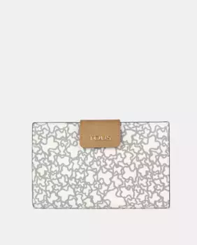 Женский кошелек среднего размера Tous Kaos черного цвета с принтом и застежкой на пуговицы