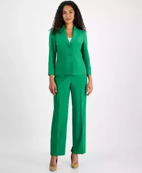Женский костюм с пиджаком на двух пуговицах и брюками, размеры Regular и Petite Le Suit, зеленый
