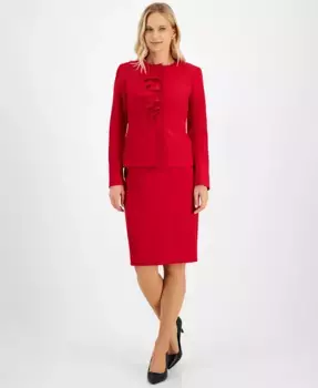 Женский костюм с юбкой "Cascade Ruffle", Regular & Petite Le Suit, красный