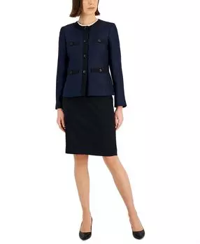 Женский костюм с юбкой и принтом гусиные лапки, стандартный и миниатюрный Le Suit, мульти