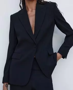 Женский костюмный пиджак с пуговицами MANGO, черный