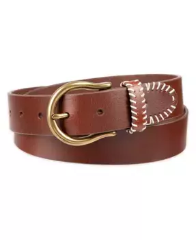 Женский ковбойский ремень из натуральной кожи с контрастной строчкой Levi's, коричневый