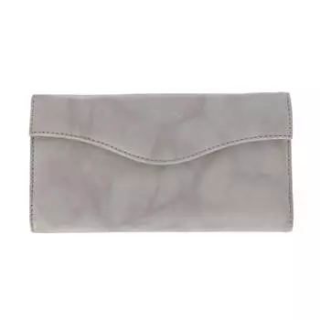 Женский кожаный длинный двухскладной кошелек-органайзер с цветочным тиснением Buxton, серый